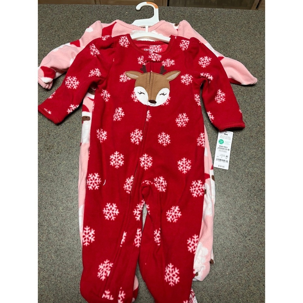 Christmas Carter's 2pc fleece sleepers‎  NWT 3T